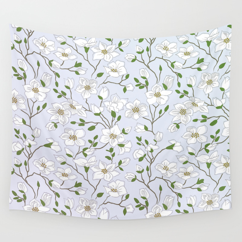 Cute White Floral Ditsy Pattern Wall Tapestry by hommie
