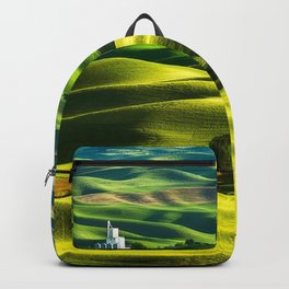 Rolling Hills & Fields of Wheat in Palouse ,Washington by Malcolm Carlaw Backpack