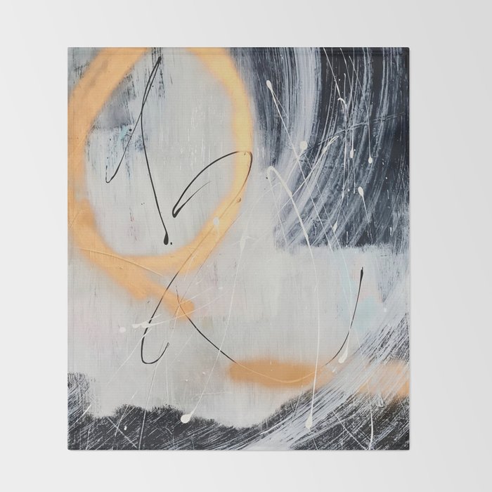 Midnight Time Lapse A Minimal Abstract Mixed Media Piece By Alyssa Hamilton Art In Gold Black Throw Blanket By Blushingbrushstudio Society6