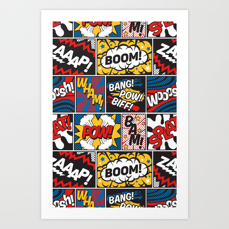 Modern Comic Book Superhero Pattern Color Colour Cartoon Lichtenstein Pop Art Art Print By Seasonofvictory Society6