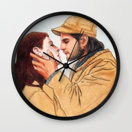 Jackie and Ryan illustration Wall Clock | Jackieandryan, Kissme, Kissing, Romantic, Lovescene, Watercolor, Painting, Romance, Kiss, Embrace 