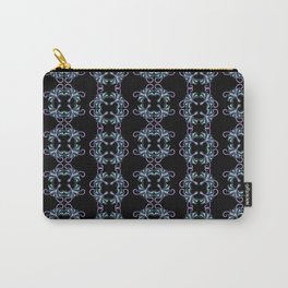 Blue square flowers on black Carry-All Pouch