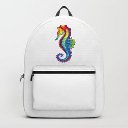Rainbow Polygonal Seahorse Backpack