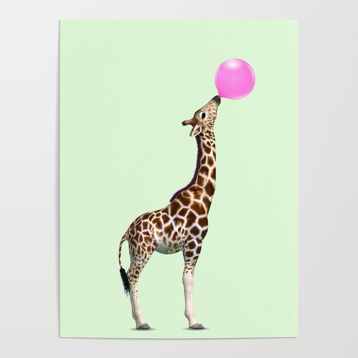 Giraffe Bubble Gum Print - Digital Prints, Nursery bubble Animal, Wall ...