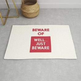 Beware of well just beware, safety hazard, gift ideas, dog, man cave, warning signal, vintage sign Rug