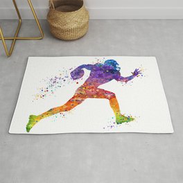 American Football Player Sports Art Colorful Watercolor Art Gift Football Player Gift Sports Decor Rug