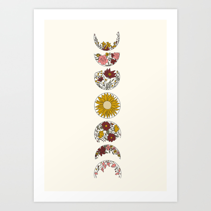 Floral Phases Of The Moon Art Print By Nadja1 Society6