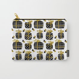 Black and Gold Giftboxes Pattern Carry-All Pouch