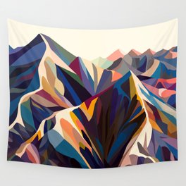 Mountains original Wall Tapestry | Curated, Graphicdesign, Landscape, Mountains, Graphic, Mosaic, Illustration, Nature, Colorful, Hills 