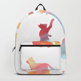 Cat Silhouette Collage with Rainbow Colours Backpack | Furbaby, Cats, Bengal, Yellow, Collage, Cute, Kitty, Nurseryart, Munchkincat, Girly 