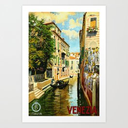 Venezia - Venice Italy Vintage Travel Kunstdrucke | Painting, Villas, Decor, Europe, Advertisement, Vintage, Gondola, Italy, Canal, Ad 