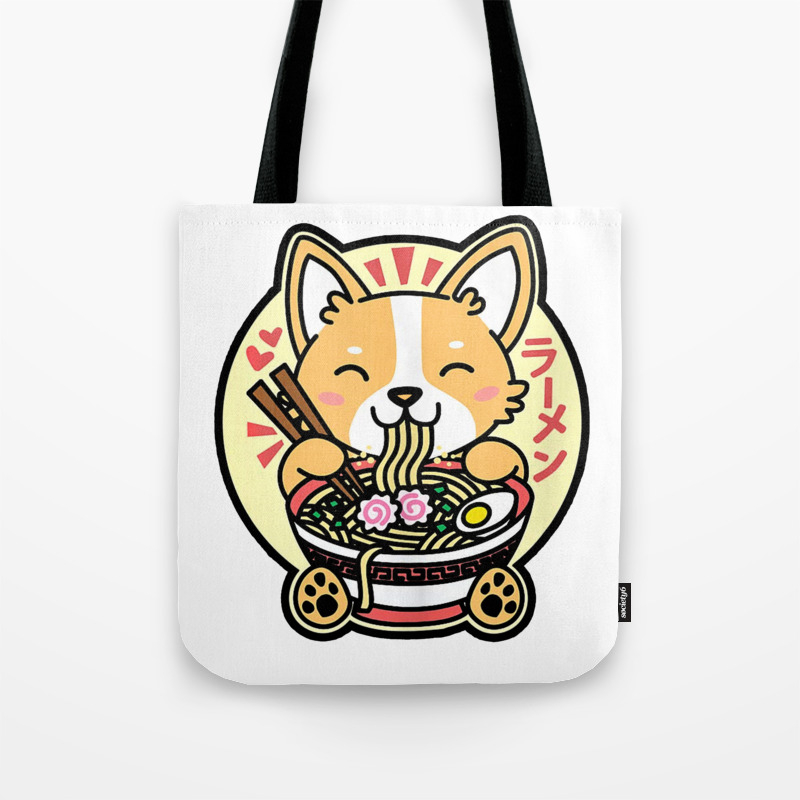 Kawaii Ramen Cute Anime Dog Corgi Japanese Noodles Tote Bag By Duythetees Society6 The drawings of eukia are so cuuuuute ! kawaii ramen cute anime dog corgi japanese noodles tote bag by duythetees