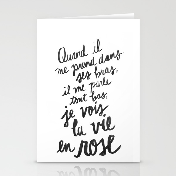 La Vie En Rose Lyrics Stationery Cards By Holleymaher Society6