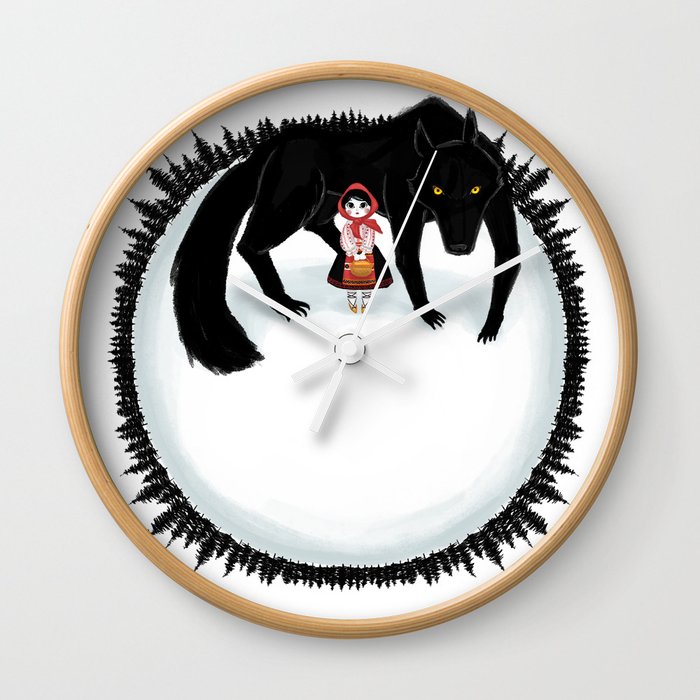 Little Red Riding Hood And The Big Bad Wolf Wall Clock By Crimsonpumpkin Society6