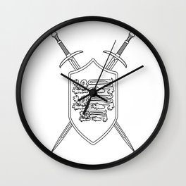 Crossed Swords and Shield Outline Wall Clock