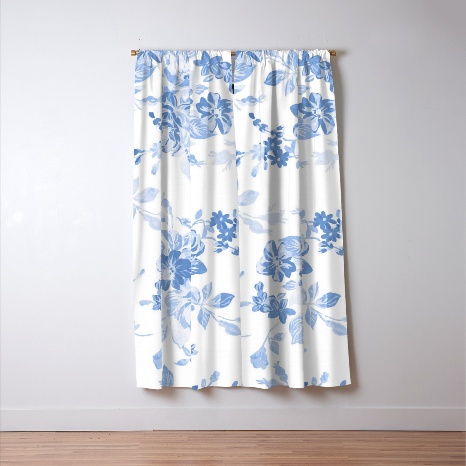 Modern Navy Blue White Watercolor Elegant Floral Blackout Curtain By Pink Water Society6