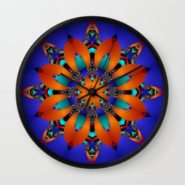 Decorative kaleidoscope flower with tribal patterns Wall Clock