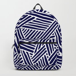 Abstract navy blue & white Lines and Triangles Pattern - Mix and Match with Simplicity of Life Backpack