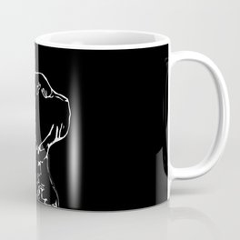 Cat head silhouette, black and white minimal drawing, digital kitty portrait for animal lovers Coffee Mug