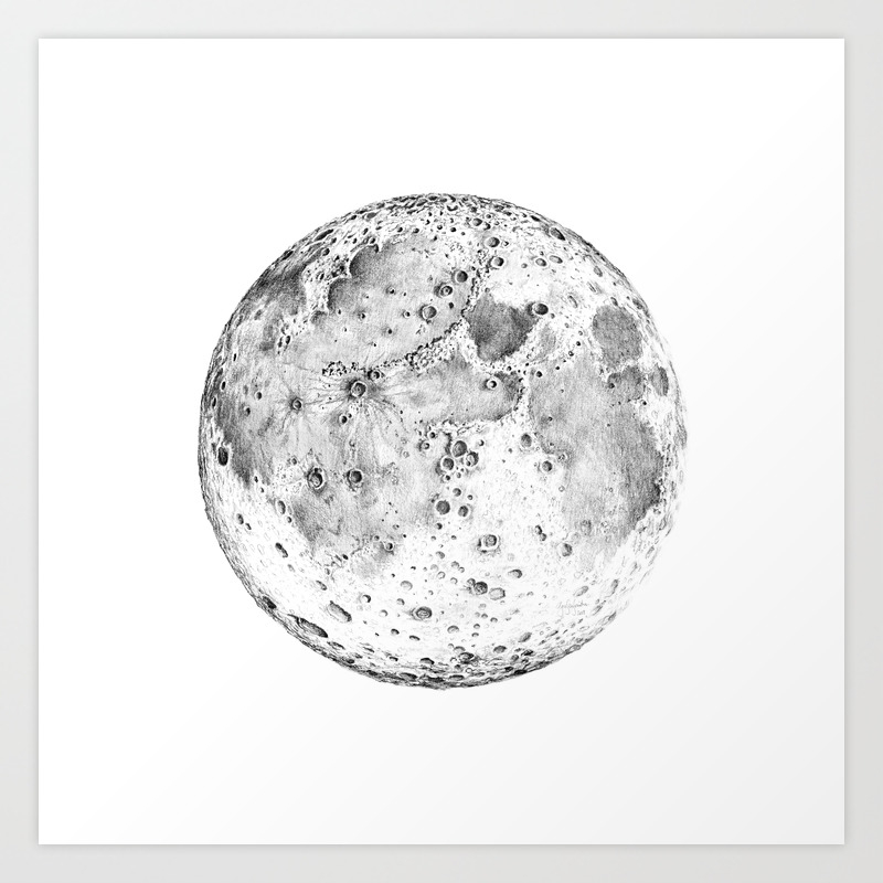Full Moon Pencil Drawing Art Print By Arteprintedigital Society6