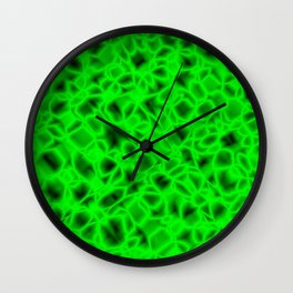 Chaotic bubbly pistachio thread of spherical molecules on bright glass.  Wall Clock