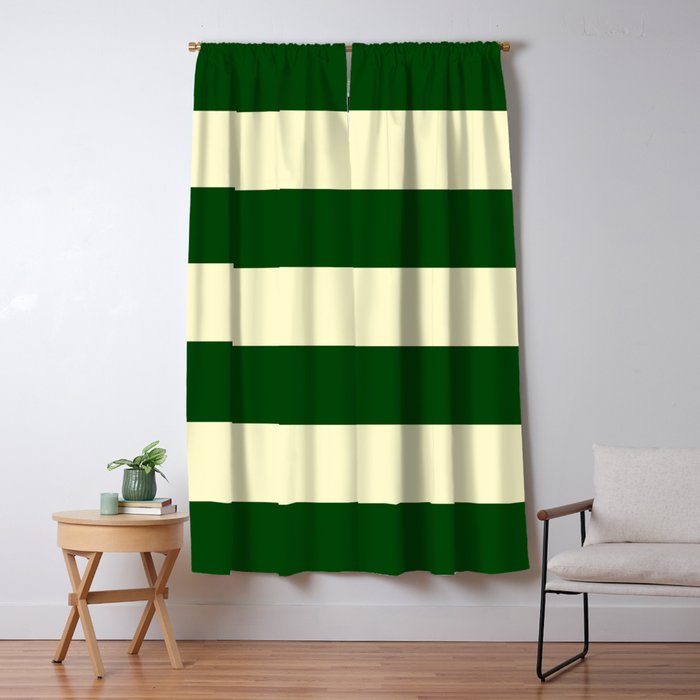 Dark Emerald Green And Cream Large Stripes Blackout Curtain By Abstract Color Society6 Cream Large Stripes Blackout Curtain, Cream Green Curtains