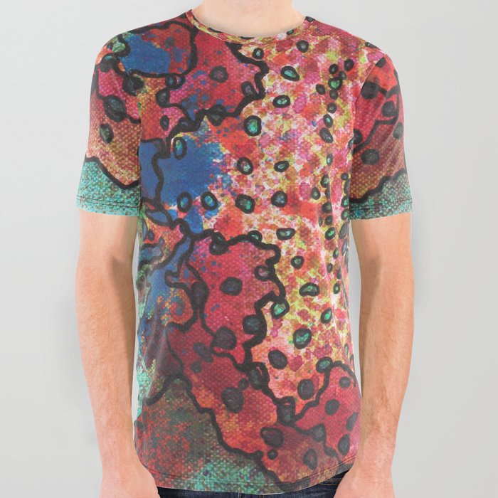 Stain 27 All Over Graphic Tee | Painting, Acrylic, Crochet, Doily, Lace, Mandala, Abstract, Painting, Fine-art, Color