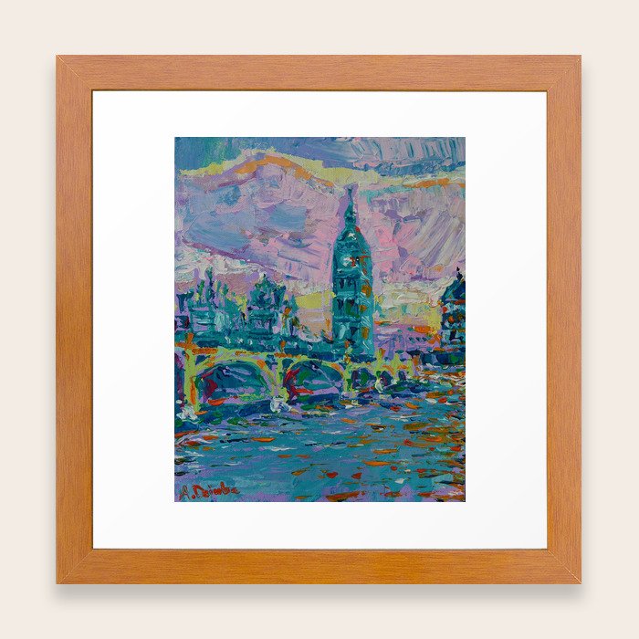 London Bridge Palette Knife Abstract City Landscape With Big Ben