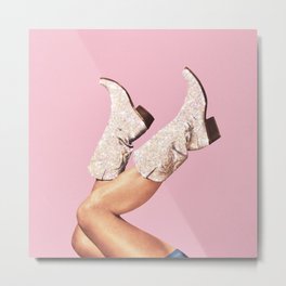 These Boots - Glitter Pink Metal Print