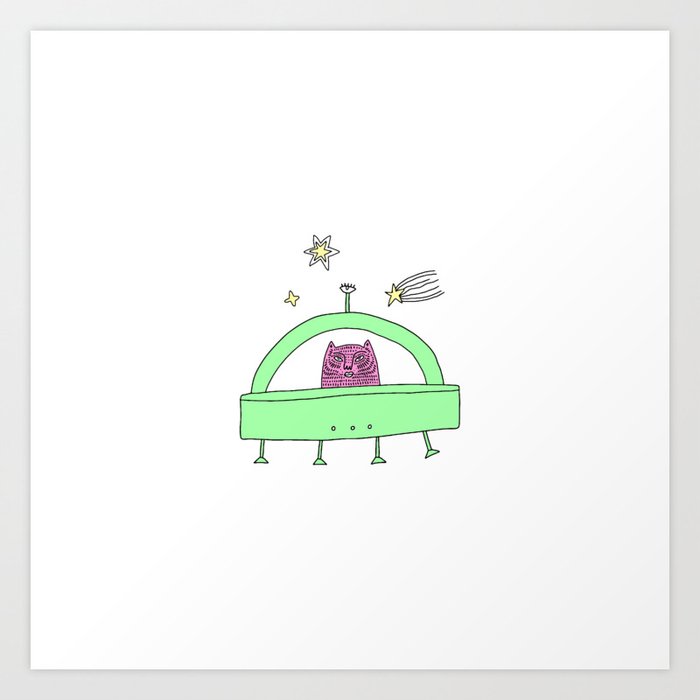 Tumblr Cartoon Cat Witch Cute Funny Alien Ufo Space Magic Sticke Art Print By Anjaknst Society6