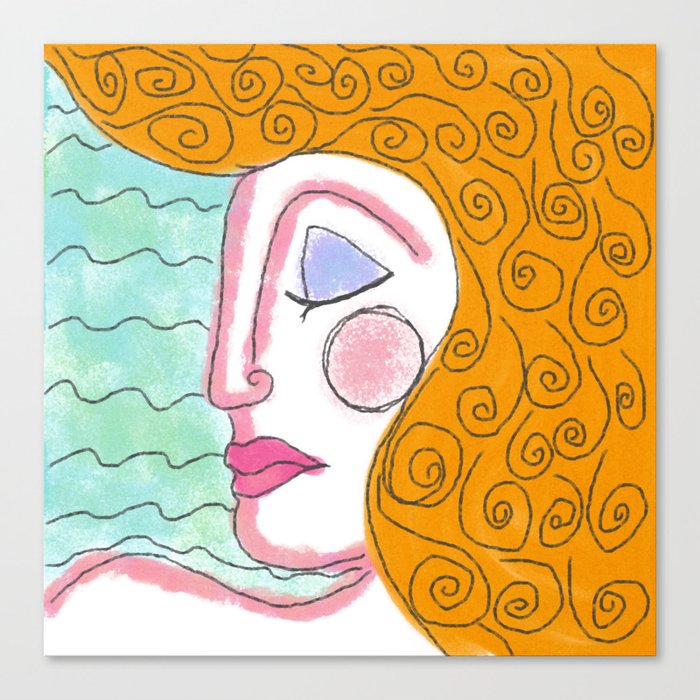 Woman with Curly Hair Abstract Digital Painting Canvas Print by  jackieludtke | Society6