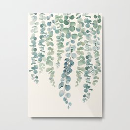Watercolor Eucalyptus Leaves Metal Print | Summer, Leaves, Plant, Watercolor, Curated, Tropical, Spring, Romantic, Pattern, Abstract 