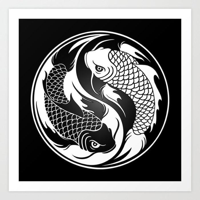 White And Black Yin Yang Koi Fish Art Print By Jeffbartels Society6