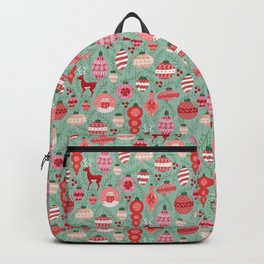 Mid-Century Ornaments in Red and Mint Backpack
