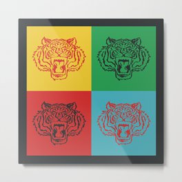 Pop Art Style Tiger Metal Print | Lover, Cool, Retro, Tiger, Face, Beast, Graphicdesign, Style, Wild, Roaring 