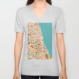 Chicago Map Art V Neck T Shirt