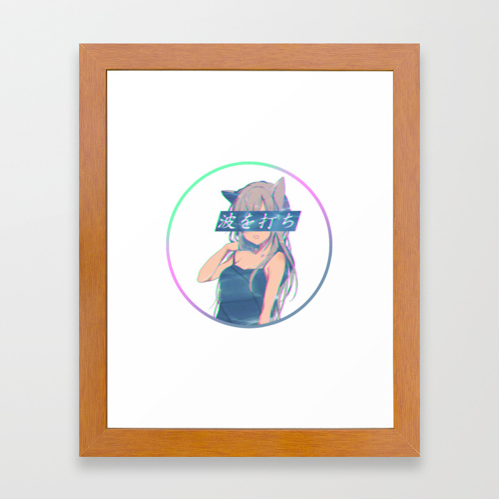 Waves Sad Anime Japanese Aesthetic Kawaii Girl Framed Art Print By Poser Boy Society6
