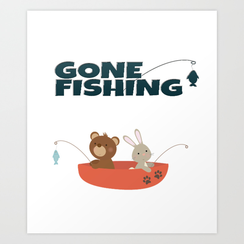 Gone Fishing Bear And Rabbit Fisherman