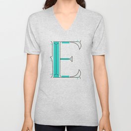 Drop Cap E - decorative letter - typography - monogram - capital V Neck T Shirt