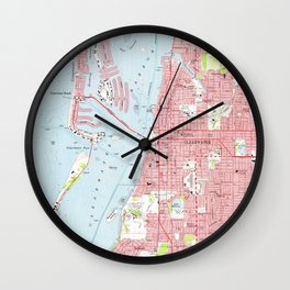 Vintage Map of Clearwater Florida (1974) Wall Clock