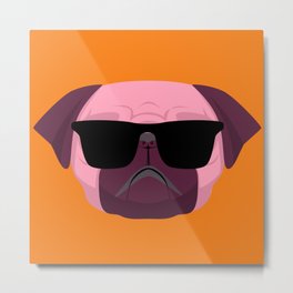 Orange Purple Cute Boss Pug Puppy Lover  Metal Print