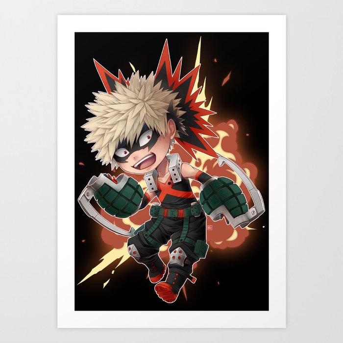 Bnha Bakugou Katsuki Chibi Blackbg Art Print By Zero0810 Society6