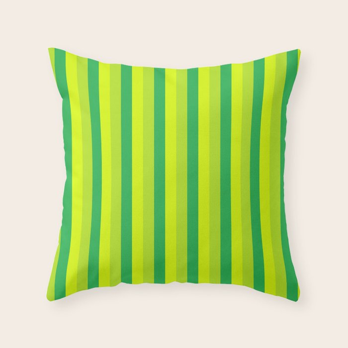 Green Spring Fall Stripes Throw Pillow