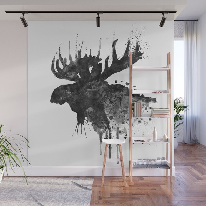 Black And White Moose Head Watercolor Silhouette Wall Mural By Marianvoicu Society6 - Moose Wall Art Black And White Moose Head Watercolor Silhouette Wall Mural By Marianvoicu Society6 - Moose Wall Art