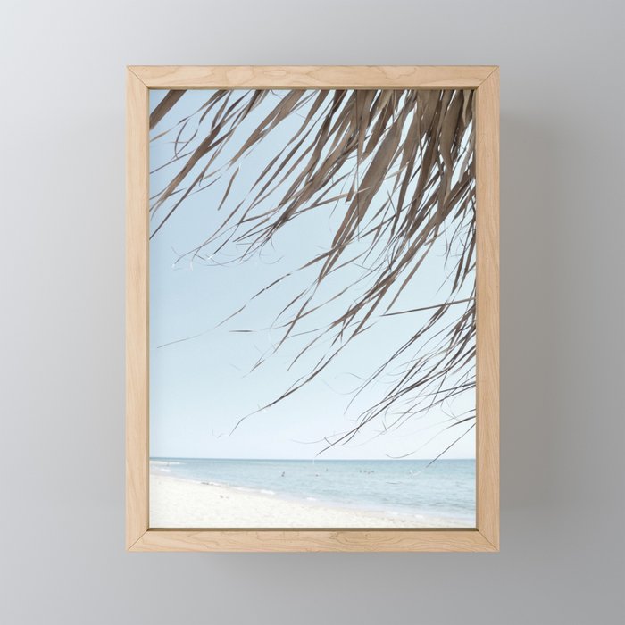 Coastal umbrella palm leaves Framed Mini Art Print