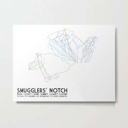 Smugglers' Notch, VT - Minimalist Trail Art Metal Print | Illustration, Vector, Abstract, Graphic Design 
