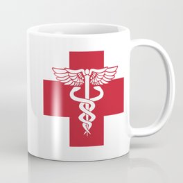Medical Health Care Red Cross with Caduceus Symbol Coffee Mug