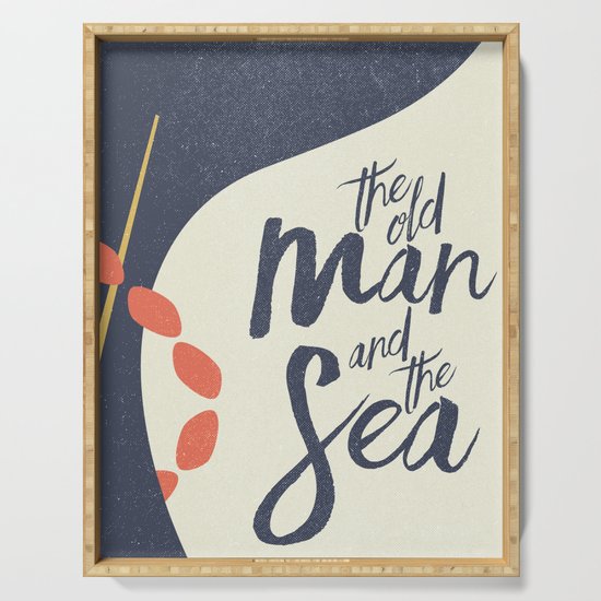 The Old Man And The Sea Ernest Hemingway Book Cover Illustration Adventure Novel Serving Tray By Stefanoreves Society6