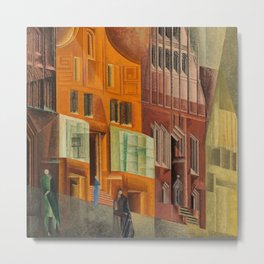 The City, Gables I, cityscape street scene painting by Lyonel Feininger Metal Print | Cityscape, Lugano, Soho, European, Eastvillage, Streets, Painting, Munich, City, Paris 