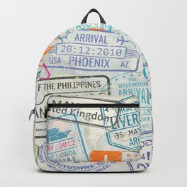 Vintage World Map with Passport Stamps Backpack